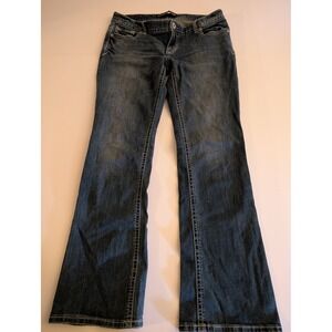 Express Jeans Size 12 Stella Low Rise Bootcut Dark Wash Denim Thick Stitch